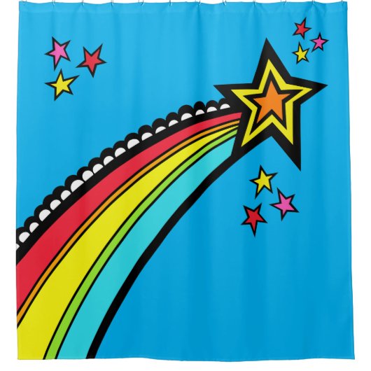 Rainbow Shooting Star Space Duschvorhang (Vorderseite)