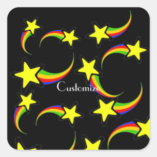 Rainbow Shooting Stars Thunder_Cove Quadratischer Aufkleber