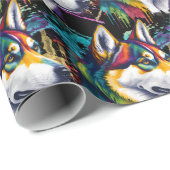 Rainbow Siberian Husky Geschenkpapier (Rolleneckpunkt)