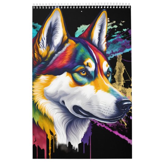 Rainbow Siberian Husky Kalender (Titelbild)