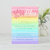 Rainbow Sie Birthday farbenfrohe Wasserfarbe Ombre Save The Date (Stehend Vorderseite)