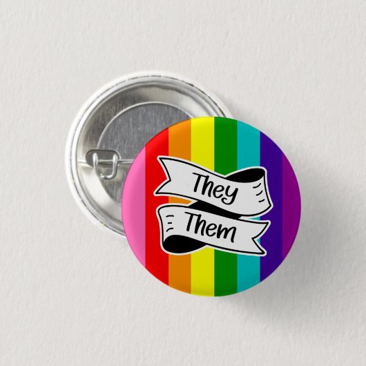 Rainbow Sie/sie Pronoun Abzeichen Button (Vorne & Hinten)