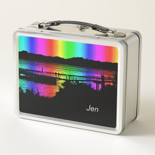 Rainbow Silhouette People Personalisiert Lunchbox (Rückseite)