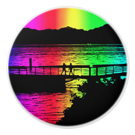 Rainbow-Silhouetten am Lake Furniture Pull Keramikknauf