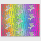 Rainbow SILVER UNICORN BIRTHDAY WEDING WRAP Geschenkpapier (Flach)