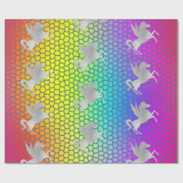 Rainbow SILVER UNICORN BIRTHDAY WEDING WRAP Geschenkpapier