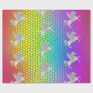 Rainbow SILVER UNICORN BIRTHDAY WEDING WRAP Geschenkpapier