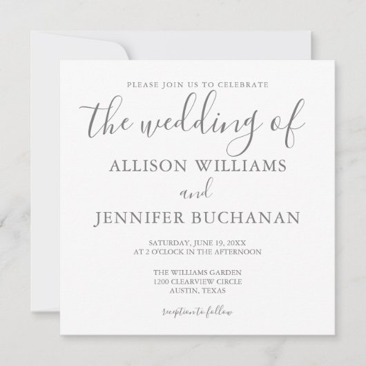 Rainbow Simple Chic Typografy LGBTQ Gay Wedding Einladung (Vorderseite)