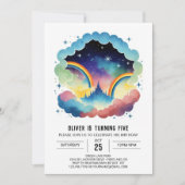 Rainbow Simple Clouds Geburtstag Einladung (Vorderseite)