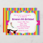 Rainbow Skaten Skate Party Einladung (Vorne/Hinten)