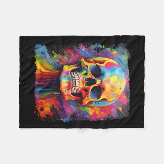 Rainbow Skeleton Anatomie Beängstigendes Halloween Fleecedecke (Vorderseite (Horizontal))