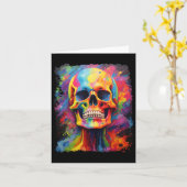 Rainbow Skeleton Anatomie Beängstigendes Halloween Karte (Gelbe Blume)