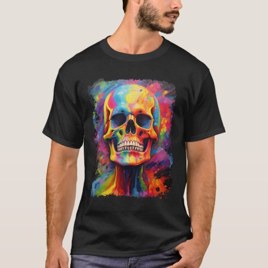 Rainbow Skeleton Anatomie Beängstigendes Halloween T-Shirt (Vorderseite)