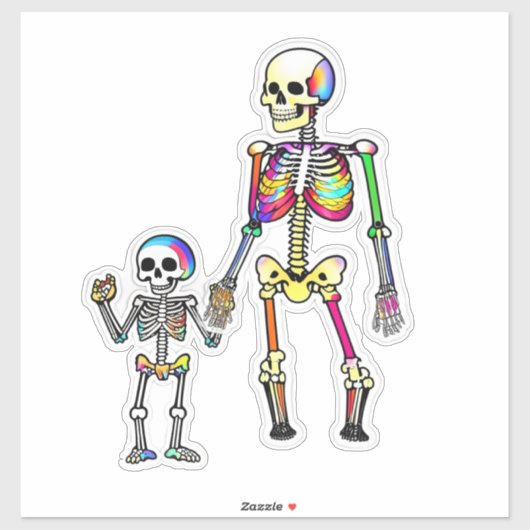 Rainbow Skeleton Family Abgeschieden Halloween Aufkleber (Blatt)