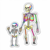 Rainbow Skeleton Family Abgeschieden Halloween Aufkleber (Vorderseite)