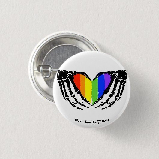 Rainbow Skeleton Hands Button (Vorne & Hinten)