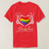 Rainbow Skeleton Herz Liebe Liebe LGB Gay Lesbia T-Shirt (Design vorne)