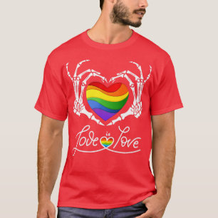 Rainbow Skeleton Herz Liebe Liebe LGB Gay Lesbia T-Shirt