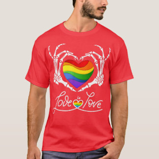 Rainbow Skeleton Herz Liebe Liebe LGB Gay Lesbia T-Shirt