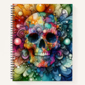 Rainbow Skull Alcohol Ink Deluxe Notizblock (Vorderseite)