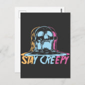 Rainbow Skull Kawaii Bleibe Creepy Pastel Goth Beä Postkarte (Vorne/Hinten)