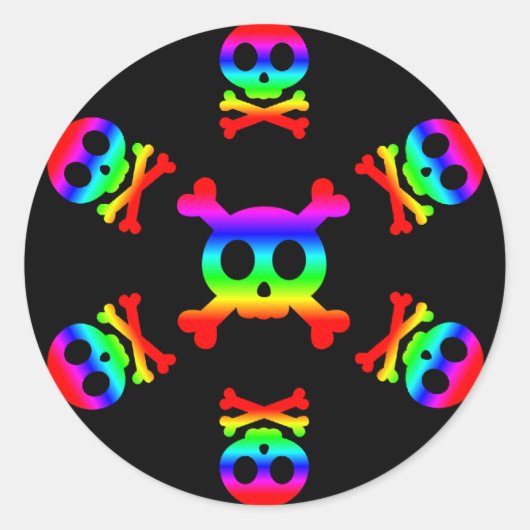 Rainbow Skull und Crossbones Aufkleber (Vorderseite)