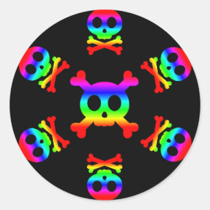Rainbow Skull und Crossbones Aufkleber