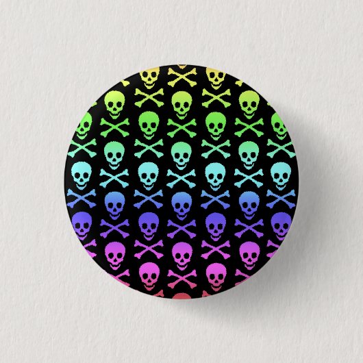 Rainbow Skull und Crossbones Button (Vorderseite)