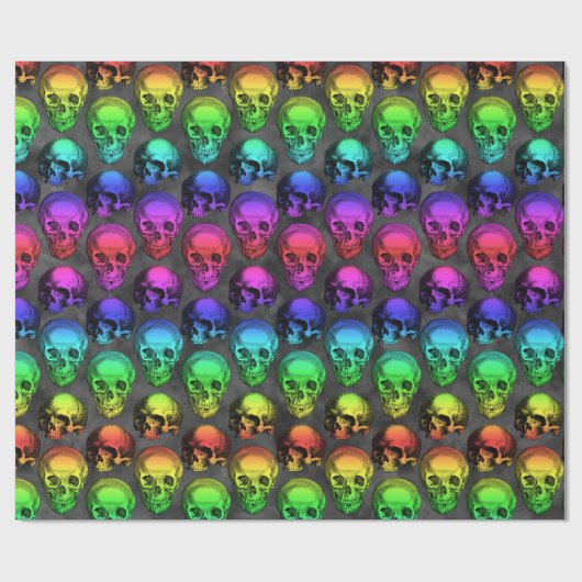 RAINBOW SKULL WRAPPING PAPIER GESCHENKPAPIER (Flach)