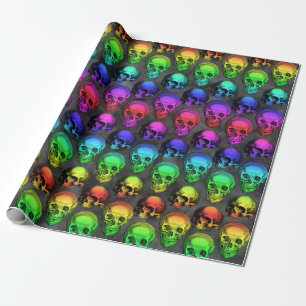 RAINBOW SKULL WRAPPING PAPIER GESCHENKPAPIER