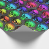 RAINBOW SKULL WRAPPING PAPIER GESCHENKPAPIER (Ecke)