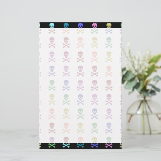 Rainbow Skulls Briefpapier (Stehend Vorderseite)