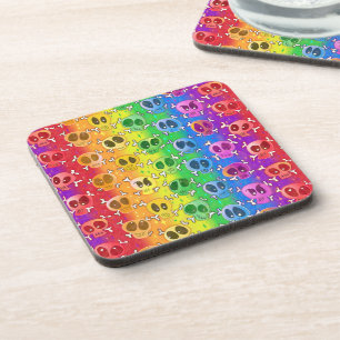 Rainbow Skulls Gay Pride Flag Colors Getränkeuntersetzer