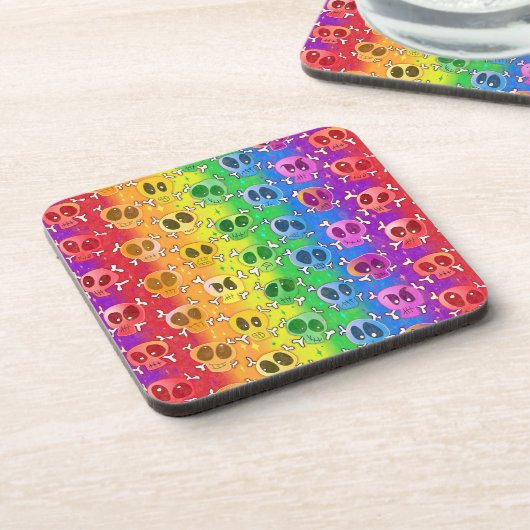 Rainbow Skulls Gay Pride Flag Colors Getränkeuntersetzer (Linke Seite)