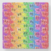 Rainbow Skulls Gay Pride Flag Colors Steinuntersetzer (Vorderseite)