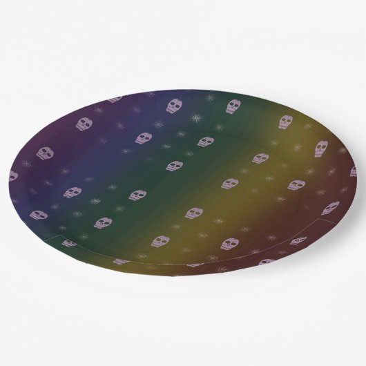 Rainbow Skulls Paper Plate Pappteller (Schrägansicht)