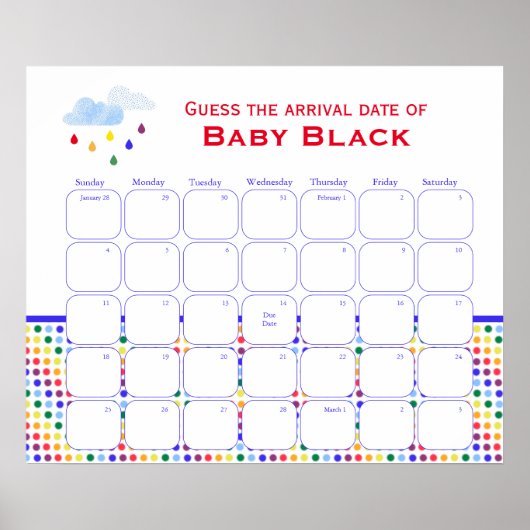 Rainbow Sky Baby Shower schätzt das Fälligkeitspak Poster (Vorne)