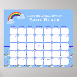 Rainbow Sky Baby Shower schätzt den Fälligkeitsdat Poster