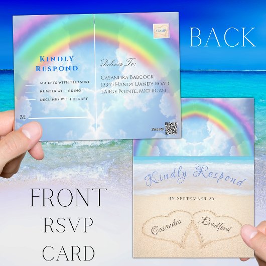 Rainbow Sky Beach Wedding UAWG Postcard Postkarte