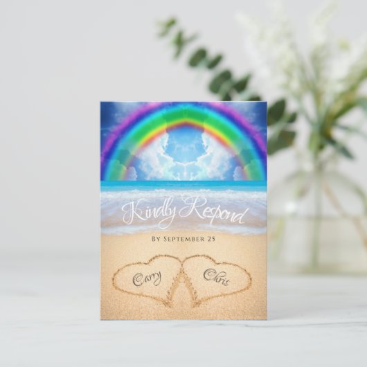 Rainbow Sky Beach Wedding UAWG Postcard Postkarte (Stehend Vorderseite)
