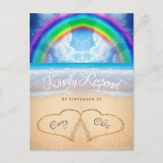 Rainbow Sky Beach Wedding UAWG Postcard Postkarte (Vorderseite)