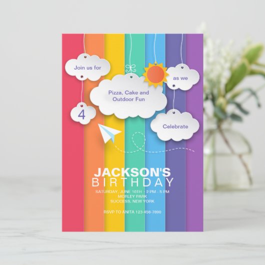 Rainbow Sky Einladung (Stehend Vorderseite)