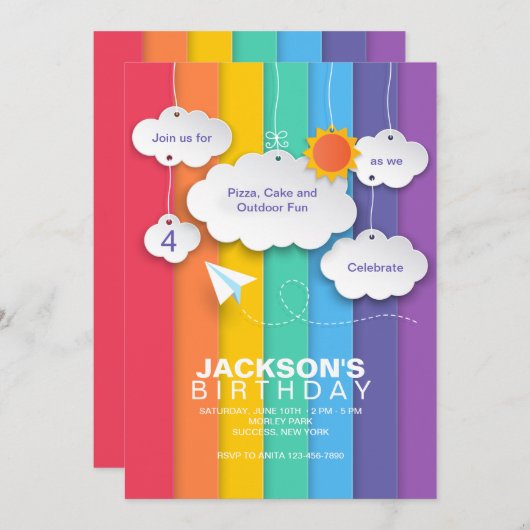 Rainbow Sky Einladung (Vorne/Hinten)