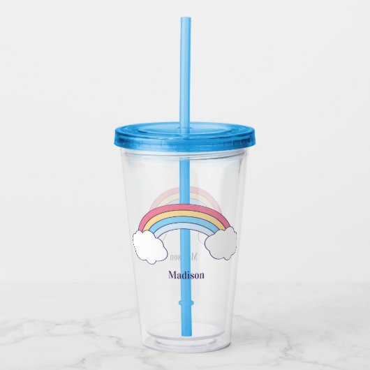 Rainbow Sky individuelle Name Acryltrinkbecher (Vorderseite)