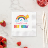 Rainbow Sky Modern Girl Custom Birthday Party Serviette (Beispiel)