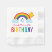 Rainbow Sky Modern Girl Custom Birthday Party Serviette (Vorderseite)