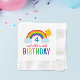 Rainbow Sky Modern Girl Custom Birthday Party Serviette