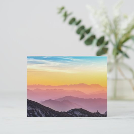 Rainbow Sky Mountains Postcard Postkarte (Stehend Vorderseite)