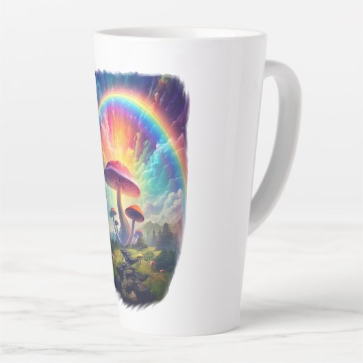 Rainbow Sky Mushroom Latte Tasse (Rechte Ecke)