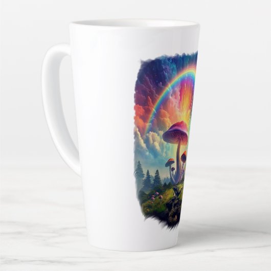 Rainbow Sky Mushroom Latte Tasse (Linke Ecke)